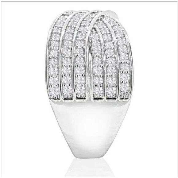 NEW~ 1 Ct. Rose Cut Genuine Diamond Swirl Crossover Ring Sz 8 - Picture 3 of 6